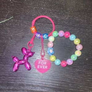 Hot pink balloon dog keychain